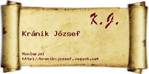 Kránik József névjegykártya